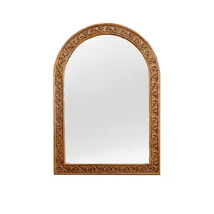 Nova madeira esculpida casa parede espelho decoração decorativa multi-folheado madeira frame grande oval montado espelho