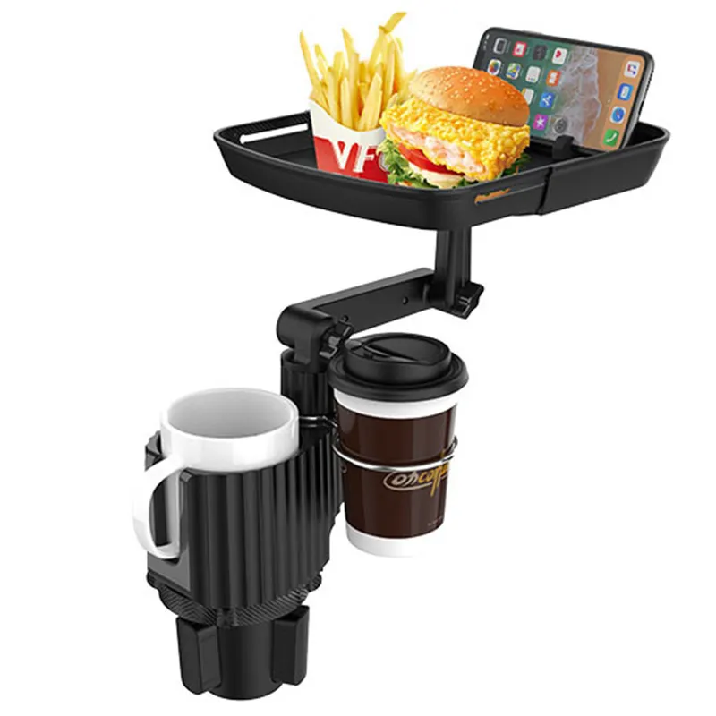 4 in 1 Adjustable Multifunctional Car Cup Drink Coffee Holder Expander Dual Cup Holder Car Food Tray Mobile Phone Mount