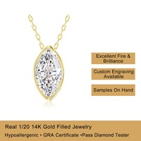 Collier pendentif en moissanite taille marquise 1ct 2ct couleur D VVS1, qualité supérieure, plaqué or 14K, bijoux fins, cadeaux en gros pour femmes