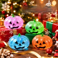 Jouets Squishy Halloween Citrouille Lanterne en TPR à Remontée Lente Anti-Stress Jouet Fidget Scintillant Cadeau de Fête pour Adolescents et Adultes 14+