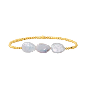 Fashion Freshwater Pearl Stackable <strong>Bracelet</strong> Women Non Tarnish 18k <strong>Gold</strong> Plated Stainless Steel Beads <strong>Beaded</strong> Stretch <strong>Bracelets</strong> - Product Image 6