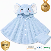 Serviette à capuche pour bébé en polaire corail certifiée OEKO-TEX BSCI, motifs éléphant et dinosaure, extra large, fabrication OEM/ODM