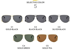 2025 thời trang quá khổ hình bầu dục Kính mát phụ nữ cổ điển Punk kim loại khung kính mặt trời người đàn ông sang trọng xu hướng Shades UV400 kính mắt - Product Image 6