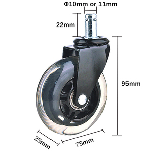 Transparent 3 pouces résistant à l'usure PU polyuréthane meubles roulettes chaise de bureau tige <span class=keywords><strong>roulette</strong></span> <span class=keywords><strong>pour</strong></span> salle de bain salle de sport salon salle à manger - Product Image 3