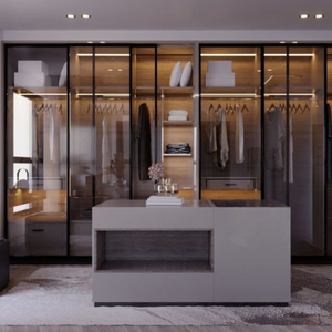 مجموعة خزانة ملابس حديثة بإطار ألومنيوم مخصص وباب زجاجي لغرفة النوم - Product Image 4
