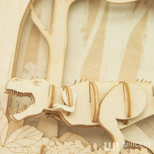Wincent OEM ODM forniture artigianali tirannosauro T-REX fai da te modelli 3D cartolina bambini dinosauro puzzle fai da te giocattoli in legno 2024 - Product Image 3