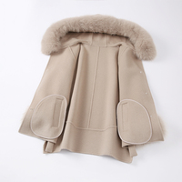 PUDI – manteau en vraie fourrure de renard pour femme, manteau en laine mélangée, veste, châle, Poncho, nouvelle collection hiver 2021, Z21160