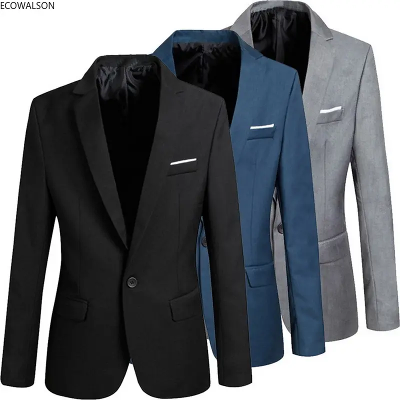 Men Slim Fit Office Blazer Jacket Fashion Solid Mens Suit Jacket Wedding Dress Coat Casual Business Male Suit Coat 2022