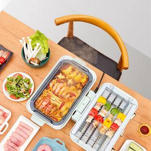 AUX Poêle électrique multifonction tout-en-un pour grillades et fondue, 3L, portable, machine à brochettes BBQ, vert - Product Image 1