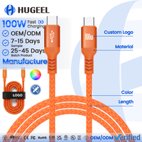 Câble USB C 100W HUGEEL Factory, charge rapide PD, USB2.0 480Mbp, câble de données pour téléphone, ordinateur portable, tablette, kit de câbles de charge Type-C