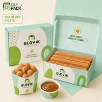 Boîte à churros personnalisée imprimée, résistante à la graisse, avec porte-gobelet à sauce, emballage alimentaire jetable pour les cafés et les restaurants