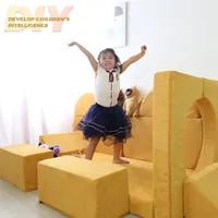 Desain Baru Sofa Ruang Tamu Anak Sofa Istana Mainan Kreatif Sofa Blok Bangunan dengan Magnet Kuat Sofa Mainan Anak Tetap 2021