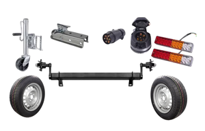 Kit complet de pièces et d'accessoires de <span class=keywords><strong>remorque</strong></span> 500KG assemblage de pièces de <span class=keywords><strong>remorque</strong></span> de charge utile avec coupleur de <span class=keywords><strong>roue</strong></span> jockey essieu <span class=keywords><strong>roue</strong></span> et lumière de douille de pneu - Product Image 4