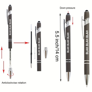 Vente en gros de stylos à bille inspirants avec pointe stylet, citations de bureau stylet tactile encourageant les écritures, encre noire - Product Image 4