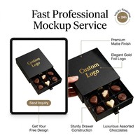 Boîte cadeau en carton rigide noir mat avec logo personnalisé imprimé et estampage à chaud doré pour chocolat