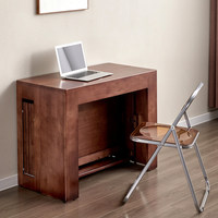 Table à manger extensible télescopique pliable en bois massif couleur argent vieilli, style nordique, pour petits espaces, usage domestique, 8 places, rectangulaire