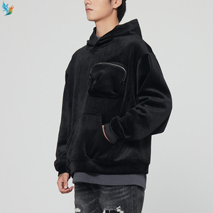 เสื้อฮู้ดดี้กำมะหยี่ทรงสลิมฟิต แฟชั่นสตรีทสไตล์คุณภาพสูง มีกระเป๋าหน้าอกขนาดใหญ่ ดีไซน์เรียบง่าย - Product Image 3