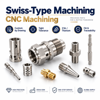 Pièces tournées CNC de type suisse personnalisées, composants de précision en acier inoxydable, service d'usinage OEM