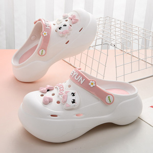 White Pink Kitten Cartoon Platform <b>Clogs</b> EVA Summer Outdoor Beach Sandals Non Slip Women's Crocs Shoes - Product Image 1