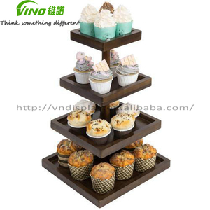 Exhibidor de Cupcakes de Bambú Plegable de 4 Niveles, Modelo Vino Vino20220901, Color Marrón Oscuro, Soporte Cuadrado para Cupcakes de 4 Lados, Origen GUA - Product Image 4