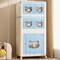 Boîte de rangement pour vêtements de grande capacité YBJ-XY-25801A, design épaissi, organisateur domestique, couvercle rabattable à motif de dessin animé, pliable avec roulettes
