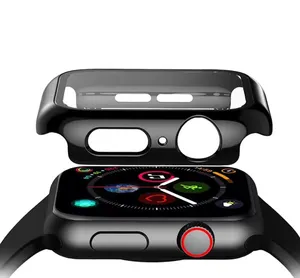 Produk Terbaru 2020 untuk Apple Watch Seri 4 5 Case Penutup Pelindung Layar Tempered Glass Apple Watch Hard Case