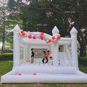 Château Gonflable Écologique Blanc pour Mariage, Combo Toboggan et Piscine à Balles, Capacité 500kg, pour Enfants et Adultes, Idéal pour Fêtes - Product Image 2