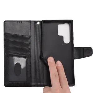 Factory Custom PU Leather Flip Phone Cover Case Wallet Cases Soft TPU Stand Mobile Covers for Samsung S23 ultra Case