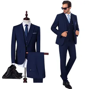 High quality 3 pieces one button grey yellow red color wedding suit party business man suits in stock jacket vest pants MMSB7