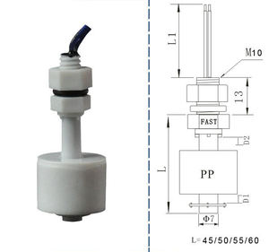 สวิตช์ลูกลอยพลาสติกขนาดเล็ก FAST-45LPP-2A1 ขนาด 45 มม. สวิตช์ระดับน้ำ 70W 220V เซ็นเซอร์วัดระดับของเหลวในถังน้ำ FAST-45LPP-2A2 - Product Image 1
