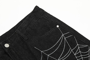 Vendita all'ingrosso Jeans a ragnatela di tendenza High Street Custom taglie forti da uomo alla moda di marca Street Trend Design Sense <span class=keywords><strong>pantaloni</strong></span> estivi a gamba larga - Product Image 4