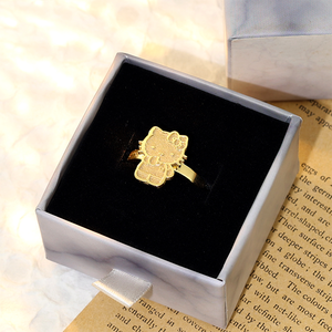 Cincin karakter kartun trendi, perhiasan personalisasi lucu Stainless Steel berlapis emas untuk wanita untuk pernikahan - Product Image 5