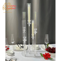 Candélabres en acrylique transparent multi-brins pour centres de table hauts, supports de bougies de mariage pour la décoration de la table principale des restaurants