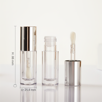 Tubes de Brillant à Lèvres Personnalisés en Plastique Transparent avec Grande Baguette, Jolis Récipients Cosmétiques Vides à Étiquette Personnalisée pour Emballage de Brillant à Lèvres en Gros
