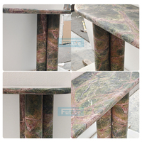 Table console ovale longue de style luxueux en marbre vert forêt pour entrée d'hôtel, villa, appartement