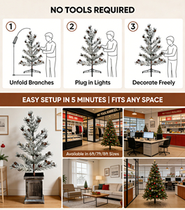 Sapin de Noël floqué de haute qualité de 60 cm <span class=keywords><strong>en</strong></span> <span class=keywords><strong>pot</strong></span> |   Sapin de Noël compact personnalisé pour la décoration de comptoir de Noël à la maison - Product Image 5