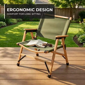 Chaise pliante de camping en bois massif Kermit, détachable, pour pêche, plage, pique-nique, patio, balcon – Offre spéciale - Product Image 5