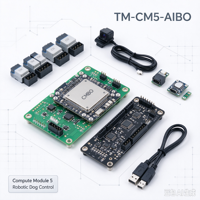 Kit de Contrôleur de Robot IA TM-CM5-AIBOX, Boîtier Edge AI, Module Informatique Raspberry Pi 5, Carte Porteuse ROS2, Caméra MIPI CSI, Servomoteur
