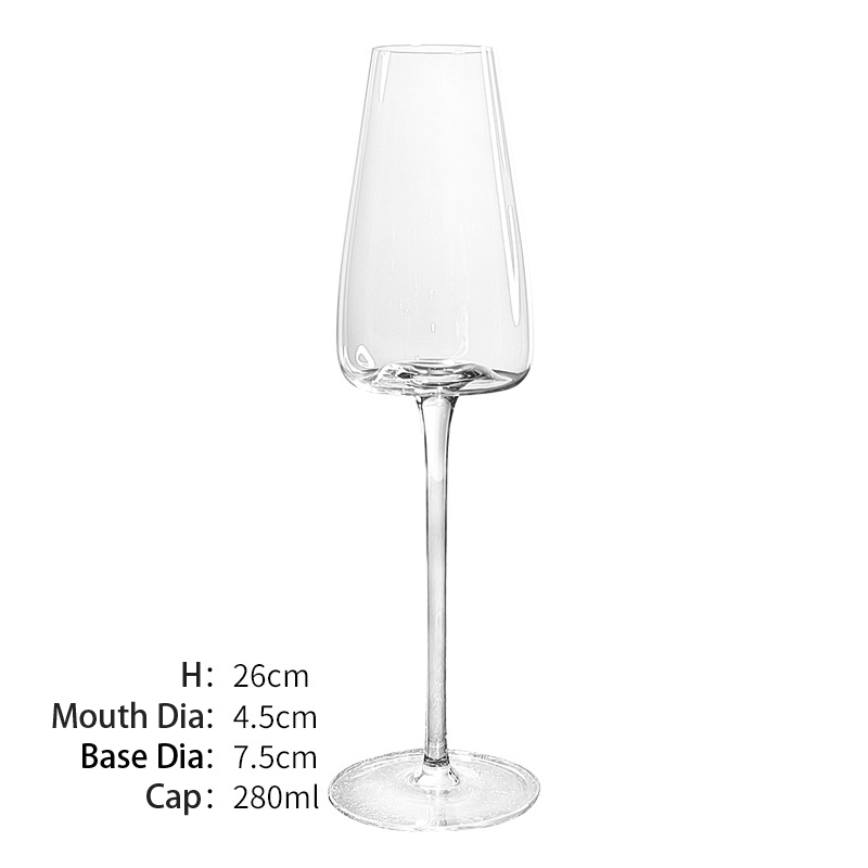 Flûte à champagne transparente à pied en cristal ultra-fin, 280 ml