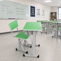 Ensemble de bureau et chaise pour étudiant, structure en métal, plateau en bois, bureau et chaise pour salle de classe, bureau d'étudiant robuste