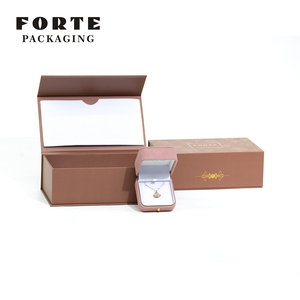 FORTE Chinese Custom Luxury Jewellery Packaging Box Ring Necklace Pendant <b>Gift</b> <b>Boxes</b> Black Leatherette Paper Jewelry Packing Box - Product Image 4