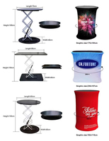 Stand promotionnel pliable portable, bureau de consultation circulaire pour exposition, table publicitaire mobile ovale
