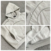 Conjunto de Chándal Personalizado Súper Pesado para Hombre, Estilo Urbano con Ribetes en Contraste, Sudadera con Capucha de Corte Holgado con Contorno Blanco y Pantalones Jogger a Juego