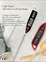 Termometer Dapur Digital Elektronik Lipat Plastik Rumah Tangga, Bacaan Instan, Sensitivitas Tinggi, untuk BBQ, Daging, Steak, Panggangan