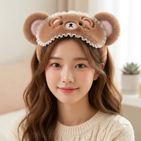 Masque pour les yeux en peluche coréen mignon avec oreilles d'ours, fait main de haute qualité, couleur personnalisable, bandeau pour femme, cadeau de fête
