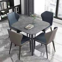 Ensemble de table à manger carrée moderne minimaliste de luxe léger avec chaises en dalle de roche pour petits espaces, mobilier de salon, MOQ 5