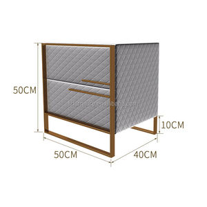 Luxury Modern Bedroom Furniture Gold Metal Frame Wood Leather <b>Night</b> <b>Stand</b> Bed Side Table for Hotel Home - Product Image 6