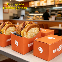 Conteneur alimentaire jetable biodégradable pliable personnalisé OEM, boîte à hamburger en papier, plateau à pain grillé, plateau à sandwich, plateau à beignets
