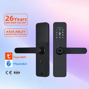 Electric Smart Fingerprint WiFi Lock With Cloud Data Storage Tuya Network For Security Fits Wood Aluminum Steel Doors