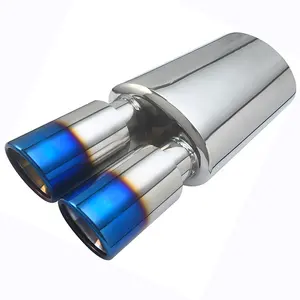 Stainless Steel Universal Muffler silencer , dual muffler dual round outlets muffler YFX-0755